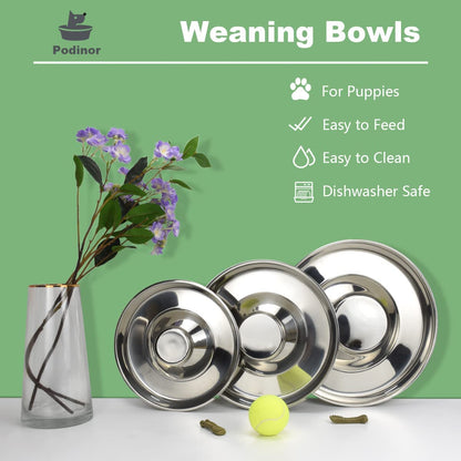 Stainless Steel Puppy Dog Bowls (2-Pack) – 11.8" Food & Water Feeder Dishes for Pets and Puppies