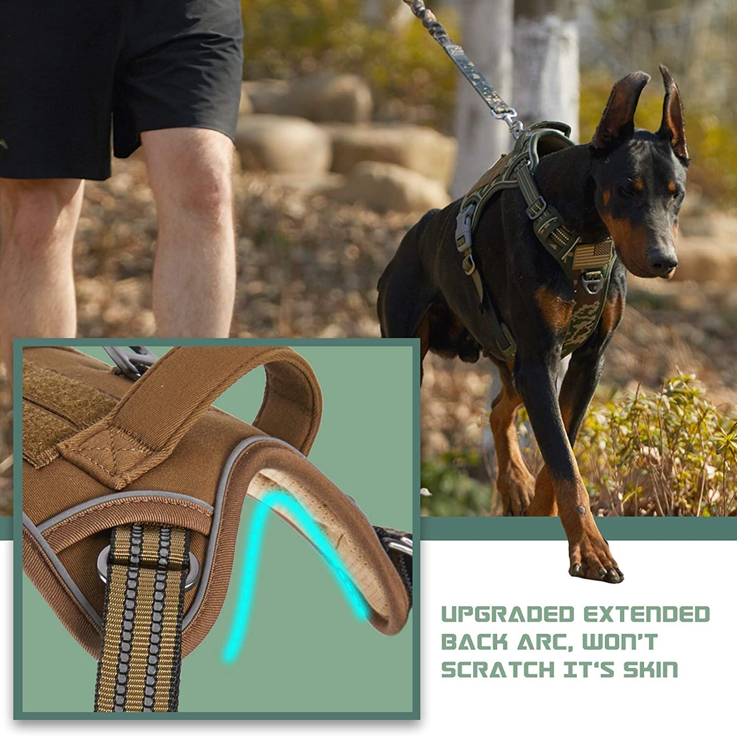 Tactical No-Pull Dog Harness – Adjustable Reflective Training Vest with Handle for Large Dogs, Smart Fit Design, Brown (L)