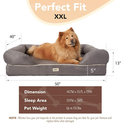 Chester XL Orthopedic Dog Bed – Memory Foam Calming Couch with Washable Cover & Non-Slip Base
