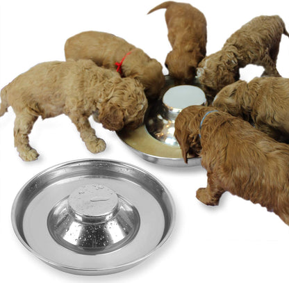 Stainless Steel Puppy Dog Bowls (2-Pack) – 11.8" Food & Water Feeder Dishes for Pets and Puppies