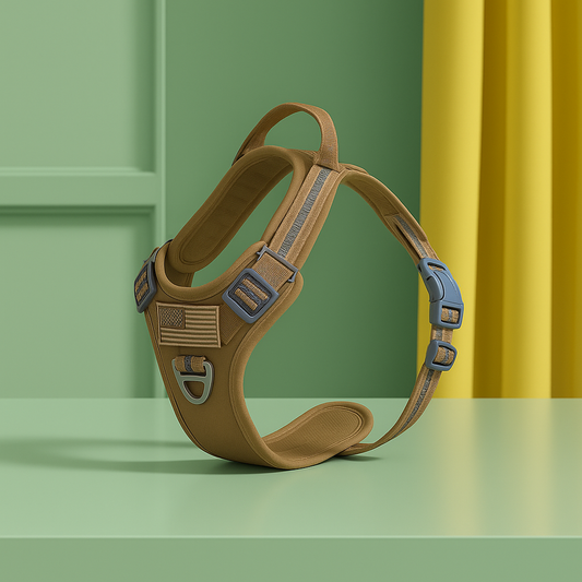 Tactical No-Pull Dog Harness – Adjustable Reflective Training Vest with Handle for Large Dogs, Smart Fit Design, Brown (L)