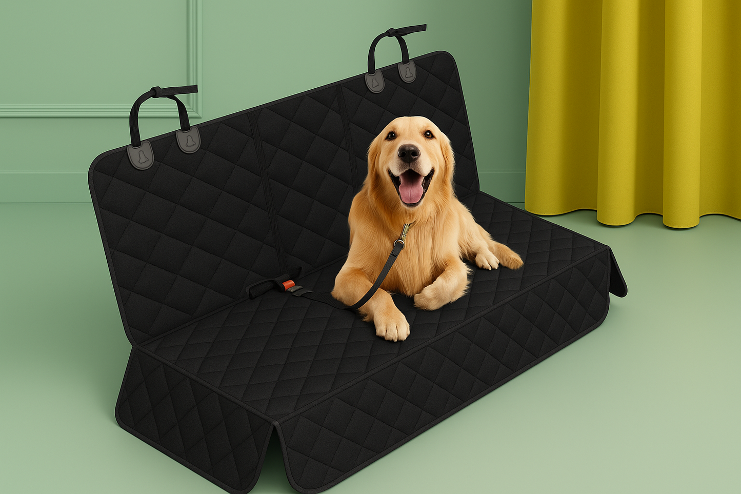 Dog Car Seat Cover, Back Seat Cover for Dogs Pet Car Seat Protector Waterproof Bench Car Seat Cover, Non-Slip Reat Seat Cover Fits Middle Armrest for Most Cars Trucks Suvs - Black