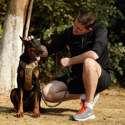 Tactical No-Pull Dog Harness – Adjustable Reflective Training Vest with Handle for Large Dogs, Smart Fit Design, Brown (L)