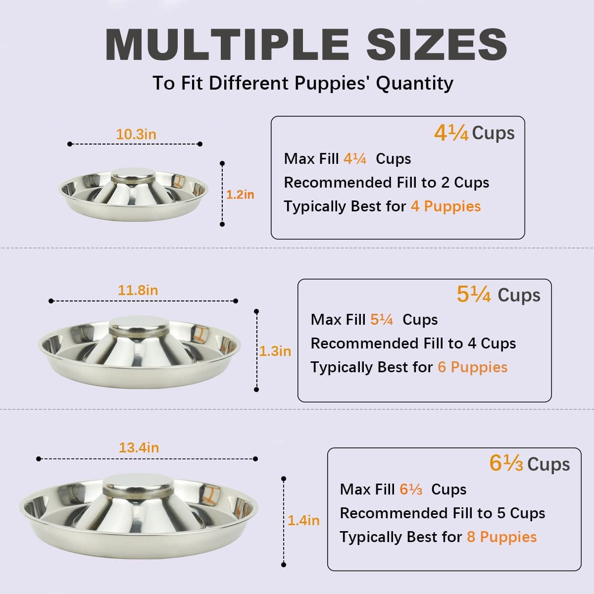 Stainless Steel Puppy Dog Bowls (2-Pack) – 11.8" Food & Water Feeder Dishes for Pets and Puppies